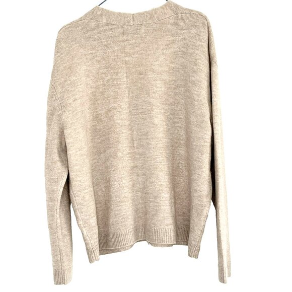 Old Navy Slouch Cardigan size L Heather Camel Academia Old Money Preppy - Picture 2 of 9